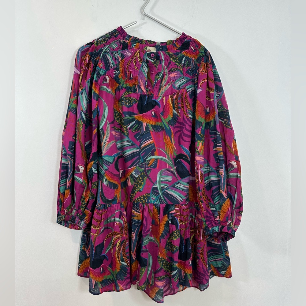 NWT $195 Rainbow Macaws Mini Dress farm rio small pink blue - Picture 3 of 7